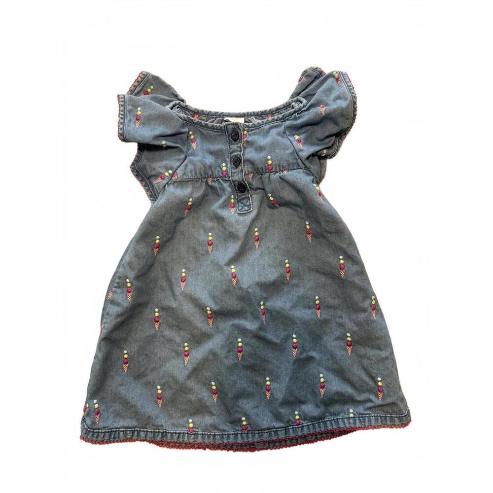 Gymboree Baby Girls' Denim Dress with Ice Cream Embroidery 12-18 Months